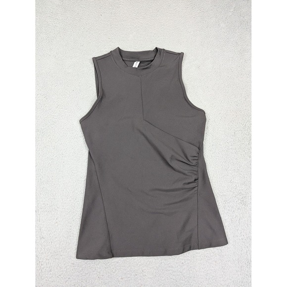 Athleta Tops - Athleta Tank Top Womens Medium Gray Sleeveless Mock Neck Side Ruched Yoga Active